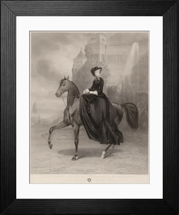 Framed Print : Portrait of Elisabeth of Bavaria on horseback, 1853. Artist: Fleischmann, Andreas Johann (1811-1878) Framed Print : Portrait of Elisabeth of Bavaria on horseback, 1853. Artist: Fleischmann, Andreas Johann (1811-1878)