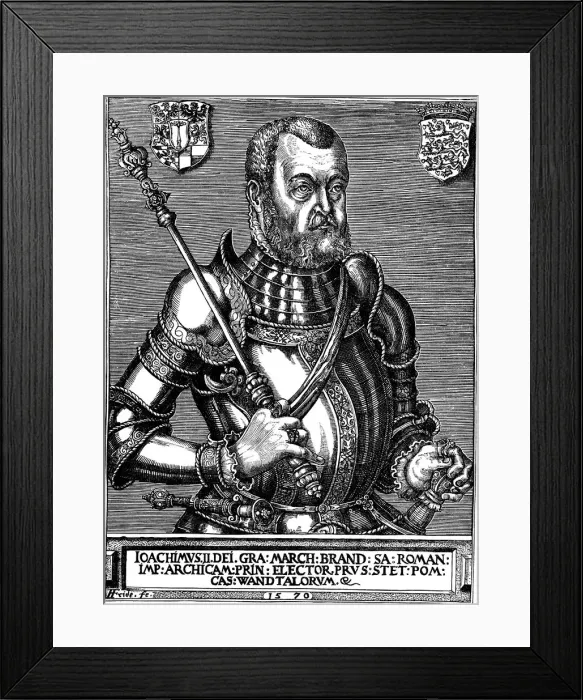 Framed Print : Portrait of Joachim II Hector (1505-1571), Elector of Brandenburg, 1570. Artist: Friderich (Friederich), Franz (active 1550-1580) Framed Print : Portrait of Joachim II Hector (1505-1571), Elector of Brandenburg, 1570. Artist: Friderich (Friederich), Franz (active 1550-1580)