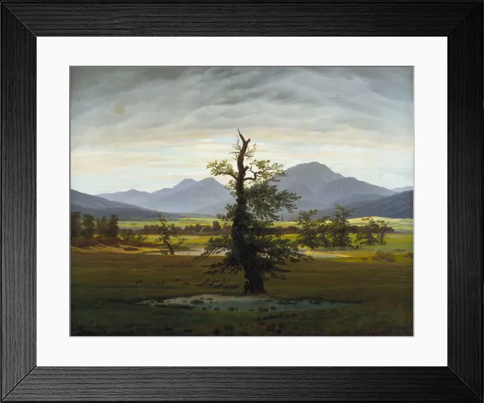Framed Print : Solitary Tree (Village Landscape in Morning Light), 1822. Artist: Friedrich, Caspar David (1774-1840) Framed Print : Solitary Tree (Village Landscape in Morning Light), 1822. Artist: Friedrich, Caspar David (1774-1840)