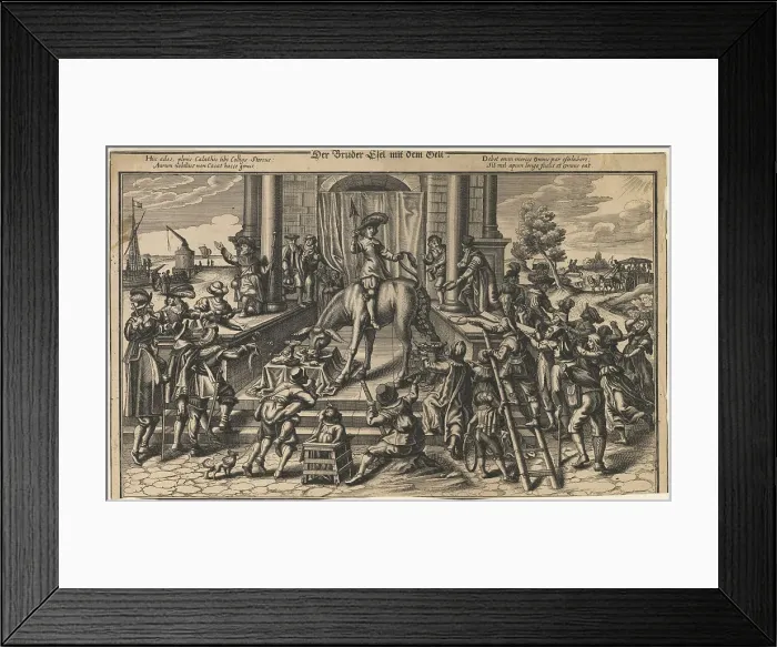 Framed Print : Brother Donkey with Money, Early 17th cen Artist: German master Framed Print : Brother Donkey with Money, Early 17th cen Artist: German master