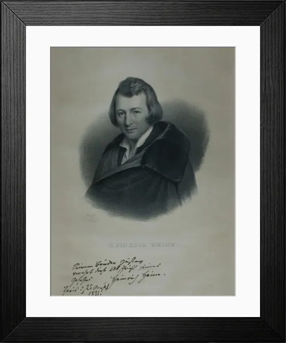 Framed Print : Portrait of the poet Heinrich Heine (1797-1856), 1839. Artist: Giere, Julius (1807-1880) Framed Print : Portrait of the poet Heinrich Heine (1797-1856), 1839. Artist: Giere, Julius (1807-1880)
