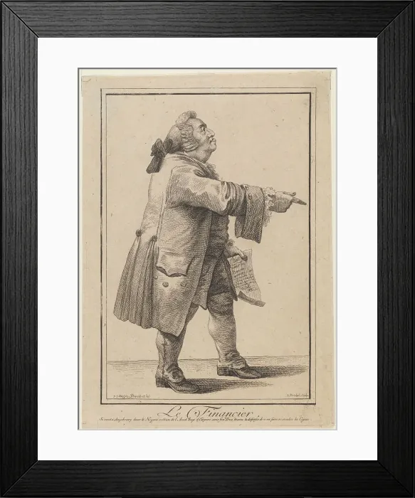 Framed Print : Le Financier (The Financier), 1784. Artist: Goez, Joseph Franz, von (1754-1815) Framed Print : Le Financier (The Financier), 1784. Artist: Goez, Joseph Franz, von (1754-1815)