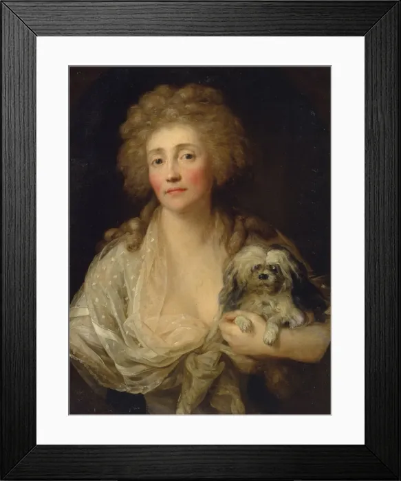Framed Print : Portrait of Anna Oraczewska with the Dog, 1789. Artist: Graff, Anton (1736-1813) Framed Print : Portrait of Anna Oraczewska with the Dog, 1789. Artist: Graff, Anton (1736-1813)