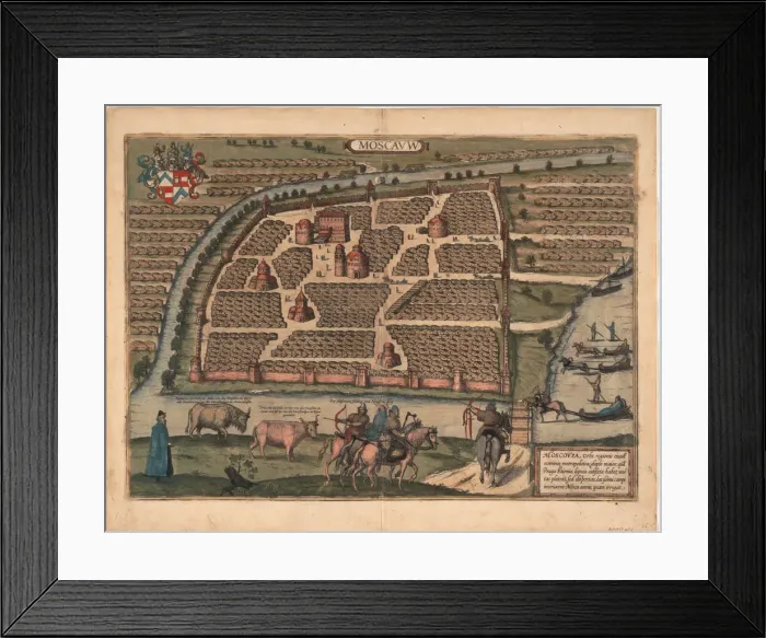 Framed Print : Map of Moscow of the 16th century (From: Civitates orbis terrarium), 1575. Artist: Hogenberg, Frans (1535-1590) Framed Print : Map of Moscow of the 16th century (From: Civitates orbis terrarium), 1575. Artist: Hogenberg, Frans (1535-1590)