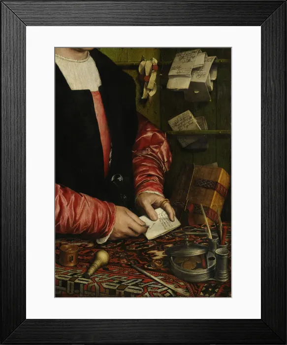 Framed Print : The Merchant Georg Gisze (Detail), 1532. Artist: Holbein, Hans, the Younger (1497-1543) Framed Print : The Merchant Georg Gisze (Detail), 1532. Artist: Holbein, Hans, the Younger (1497-1543)