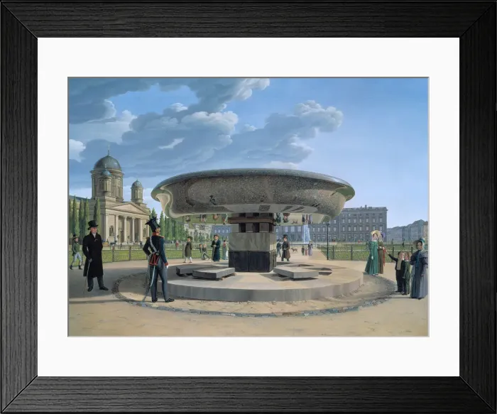 Framed Print : The Granite Dish in the Berlin Lustgarten, 1831. Artist: Hummel, Johann Erdmann (1769-1852) Framed Print : The Granite Dish in the Berlin Lustgarten, 1831. Artist: Hummel, Johann Erdmann (1769-1852)