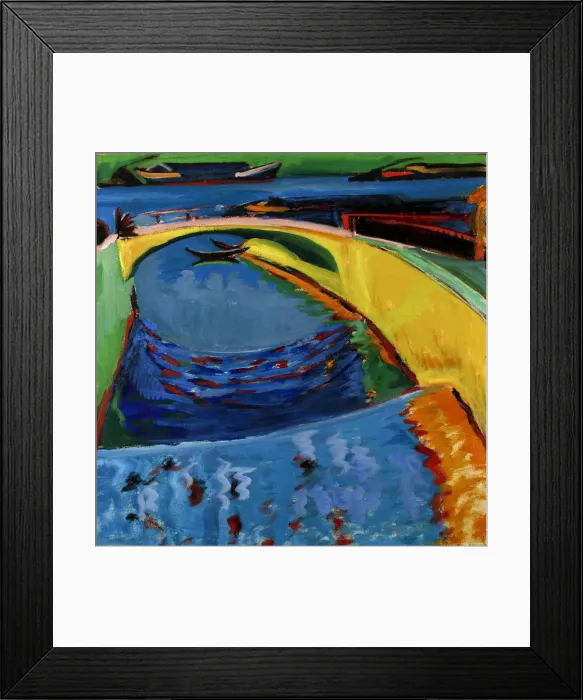 Framed Print : Bridge at the mouth of the river Priesznitz, c. 1910. Artist: Kirchner, Ernst Ludwig (1880-1938)