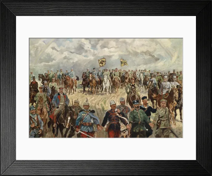 Framed Print : The allied monarchs with their commanders in the 1st World War, 1914-1918. Artist: Koch (1866-1934) Framed Print : The allied monarchs with their commanders in the 1st World War, 1914-1918. Artist: Koch (1866-1934)