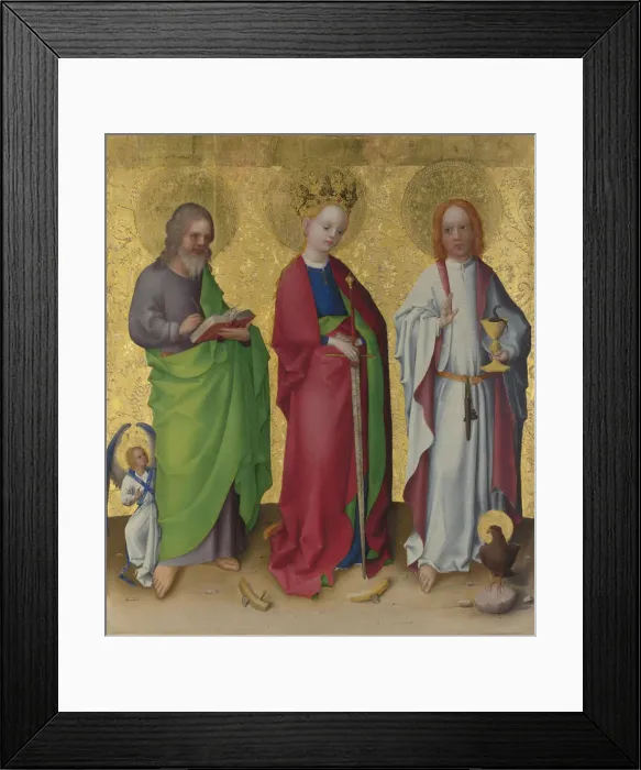 Framed Print : Saints Matthew, Catherine of Alexandria and John the Evangelist, c. 1450. Artist: Lochner, Stephan (ca 1400 / 10-1451) Framed Print : Saints Matthew, Catherine of Alexandria and John the Evangelist, c. 1450. Artist: Lochner, Stephan (ca 1400 / 10-1451)