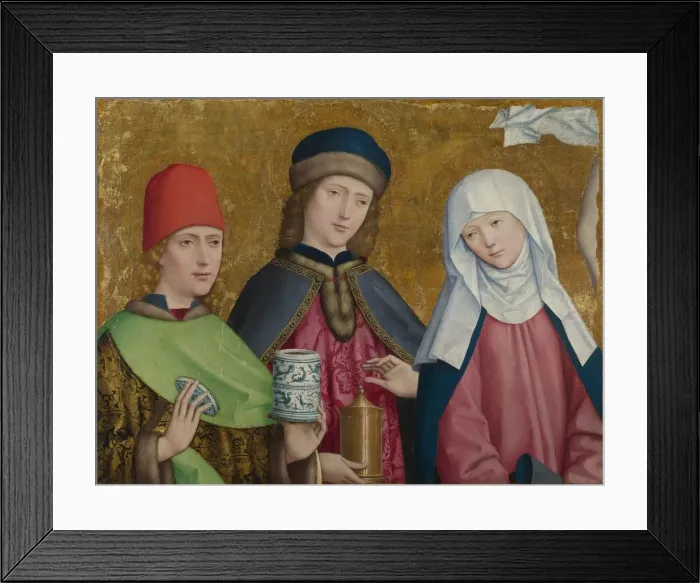 Framed Print : Saints Cosmas and Damian and the Virgin (The Liesborn Altarpiece), ca. 1470-1480. Artist: Master of Liesborn (15th century)