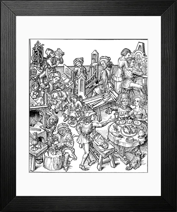Framed Print : Mercury and His Children. Illustration from the Housebook, 1480s. Artist: Master of the Housebook (between 1470 and 1505) Framed Print : Mercury and His Children. Illustration from the Housebook, 1480s. Artist: Master of the Housebook (between 1470 and 1505)
