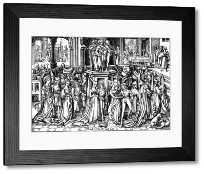 Framed Print : The Dance at the Court of Herod, c. 1500. Artist: Meckenem, Israhel van, the Younger (ca 1440-1503) Framed Print : The Dance at the Court of Herod, c. 1500. Artist: Meckenem, Israhel van, the Younger (ca 1440-1503)