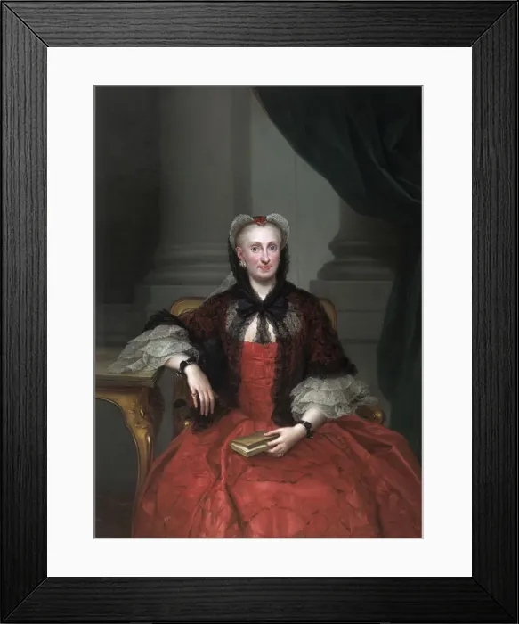 Framed Print : Portrait of Maria Amalia of Saxony (1724?1760), Queen consort of Spain, ca 1760. Artist: Mengs, Anton Raphael (1728-1779) Framed Print : Portrait of Maria Amalia of Saxony (1724?1760), Queen consort of Spain, ca 1760. Artist: Mengs, Anton Raphael (1728-1779)