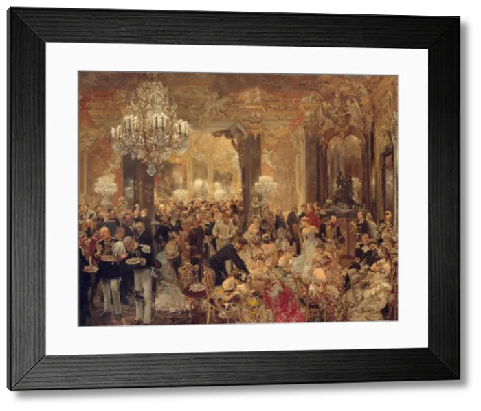 Framed Print : The Dinner at the Ball, 1878. Artist: Menzel, Adolph Friedrich, von (1815-1905) Framed Print : The Dinner at the Ball, 1878. Artist: Menzel, Adolph Friedrich, von (1815-1905)