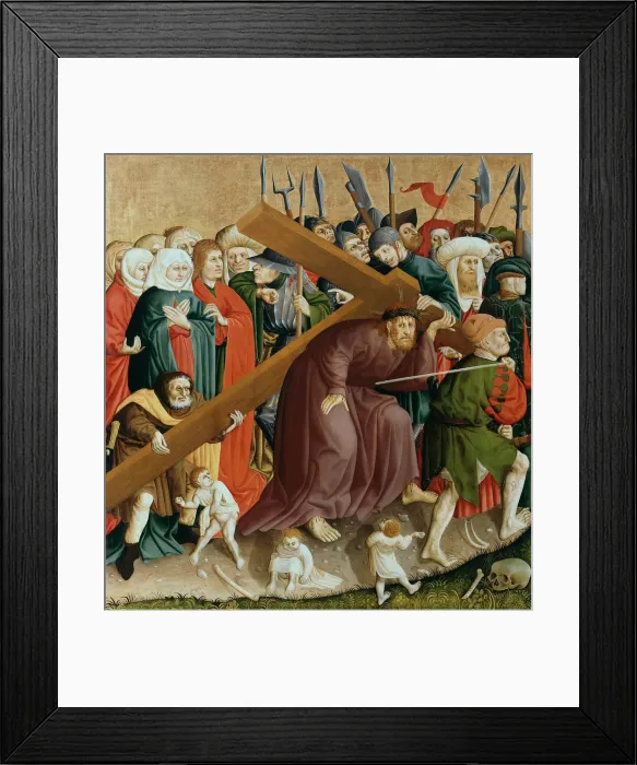 Framed Print : Christ carrying the Cross. The Wings of the Wurzach Altar, 1437. Artist: Multscher, Hans (c. 1400-1467) Framed Print : Christ carrying the Cross. The Wings of the Wurzach Altar, 1437. Artist: Multscher, Hans (c. 1400-1467)