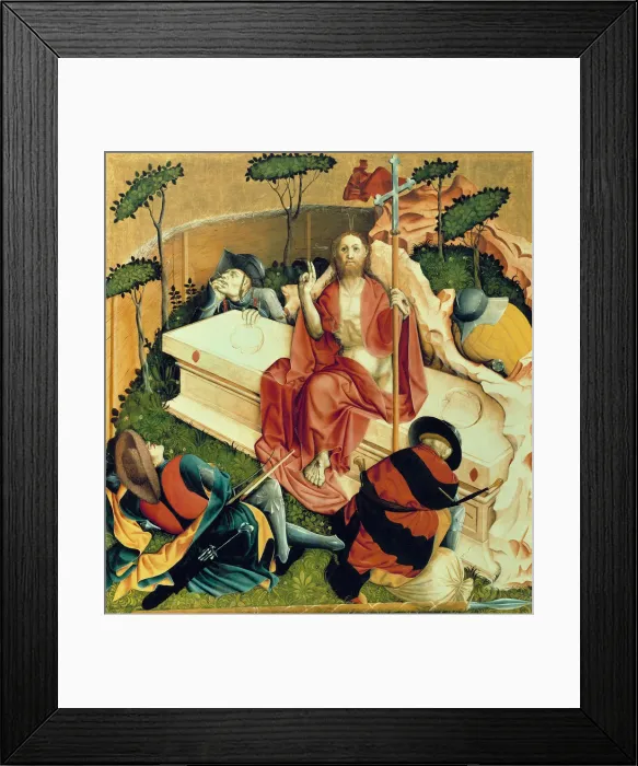 Framed Print : Christ rising from the Tomb. The Wings of the Wurzach Altar, 1437. Artist: Multscher, Hans (c. 1400-1467) Framed Print : Christ rising from the Tomb. The Wings of the Wurzach Altar, 1437. Artist: Multscher, Hans (c. 1400-1467)