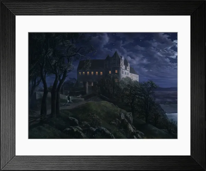 Framed Print : Castle Scharfenberg at Night, 1827. Artist: Oehme, Ernst Ferdinand (1797-1855) Framed Print : Castle Scharfenberg at Night, 1827. Artist: Oehme, Ernst Ferdinand (1797-1855)