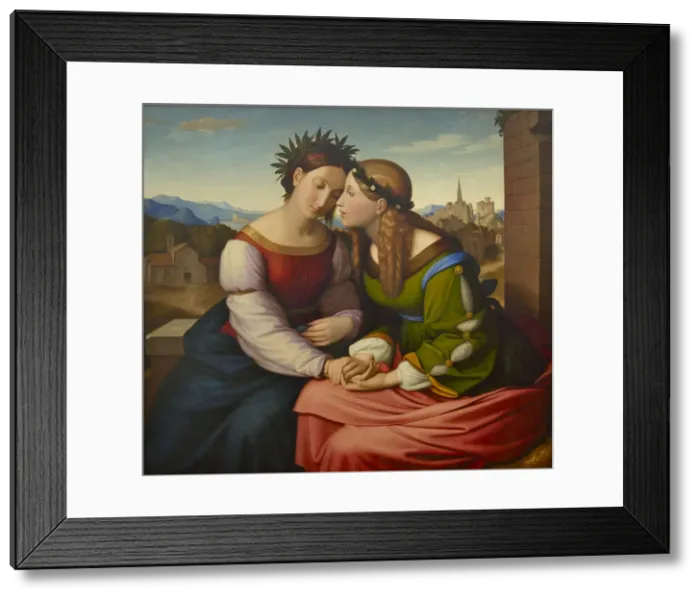 Framed Print : Italia and Germania (Sulamith and Mary), 1828. Artist: Overbeck, Johann Friedrich (1789-1869) Framed Print : Italia and Germania (Sulamith and Mary), 1828. Artist: Overbeck, Johann Friedrich (1789-1869)