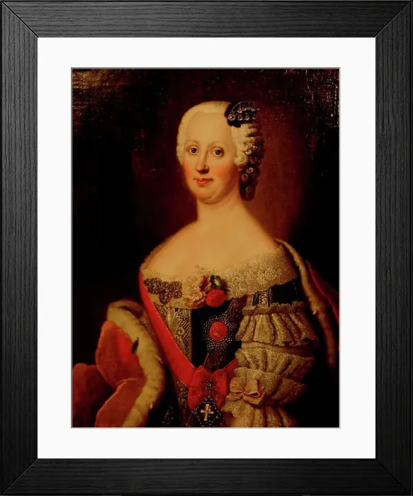 Framed Print : Portrait of Johanna-Elizabeth, Electress of Anhalt-Zerbst (1712-1760), Mother of Catherine II, 1740s. Artist: Pesne, Antoine (1683-1757) Framed Print : Portrait of Johanna-Elizabeth, Electress of Anhalt-Zerbst (1712-1760), Mother of Catherine II, 1740s. Artist: Pesne, Antoine (1683-1757)