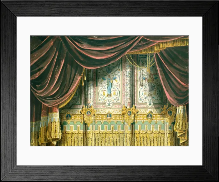 Framed Print : Sketch for the curtain for the Michael Theatre in Saint Petersburg, 1852. Artist: Roller, Andreas Leonhard (1805-1891) Framed Print : Sketch for the curtain for the Michael Theatre in Saint Petersburg, 1852. Artist: Roller, Andreas Leonhard (1805-1891)