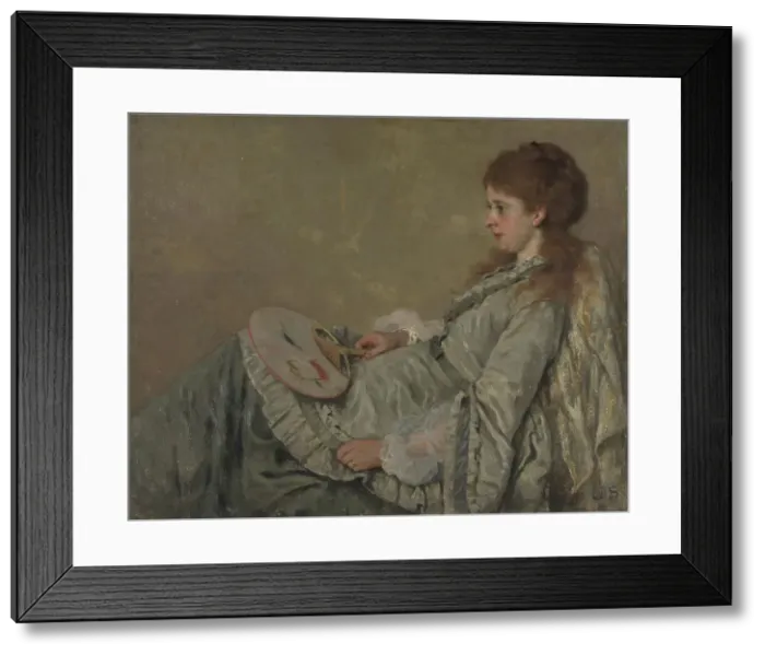 Framed Print : Portrait of the Artists Wife, 1872-1873. Artist: Scholderer, Franz Otto (1834-1902) Framed Print : Portrait of the Artists Wife, 1872-1873. Artist: Scholderer, Franz Otto (1834-1902)