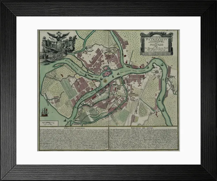 Framed Print : Map of Petersburg, 1744. Artist: Seutter, Matthaeus (1678-1757) Framed Print : Map of Petersburg, 1744. Artist: Seutter, Matthaeus (1678-1757)