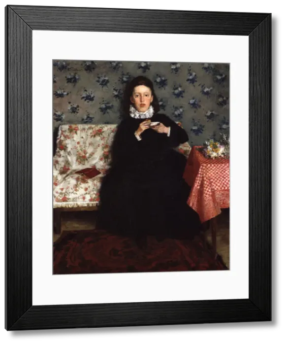 Framed Print : On the Sofa, 1872. Artist: Trubner, Heinrich Wilhelm (1851-1917) Framed Print : On the Sofa, 1872. Artist: Trubner, Heinrich Wilhelm (1851-1917)