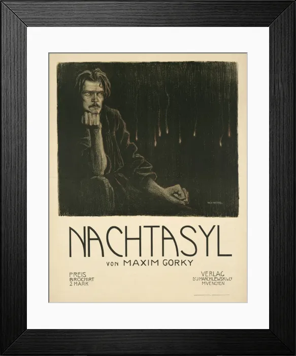 Framed Print : Poster for the theatre play The Lower Depths by M. Gorky, c. 1903. Artist: Wachtel, Wilhelm (1875-1942) Framed Print : Poster for the theatre play The Lower Depths by M. Gorky, c. 1903. Artist: Wachtel, Wilhelm (1875-1942)