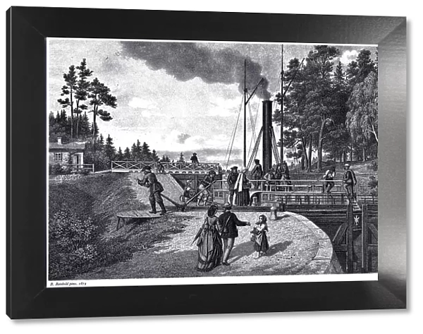 View of the Juustila Lock in Finland, 1873. Artist: Weger, August (1823-1892)