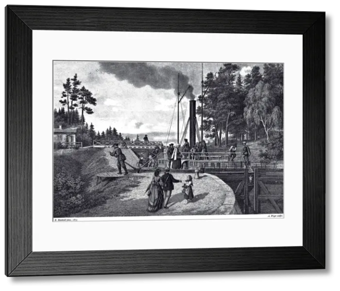 Framed Print : View of the Juustila Lock in Finland, 1873. Artist: Weger, August (1823-1892) Framed Print : View of the Juustila Lock in Finland, 1873. Artist: Weger, August (1823-1892)
