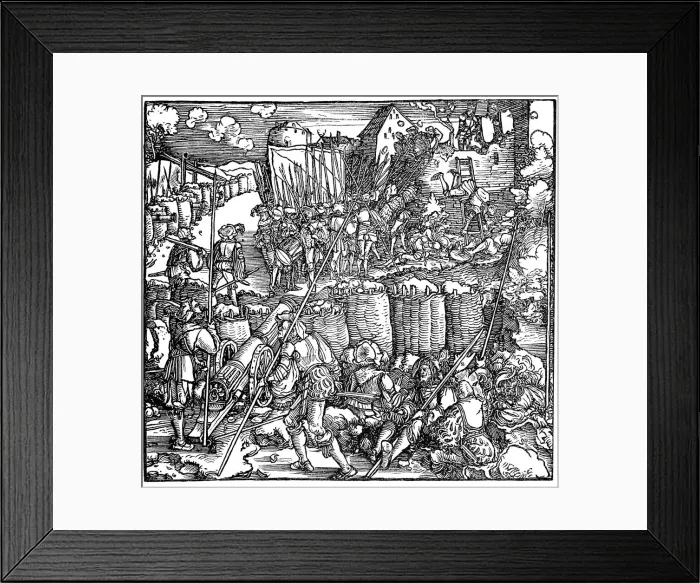 Framed Print : Siege of a fortress. Illustration from the book Phisicke Against Fortune by Petrarch, 1532. Artist: Weiditz, Hans, the Younger (c. 1500-1536) Framed Print : Siege of a fortress. Illustration from the book Phisicke Against Fortune by Petrarch, 1532. Artist: Weiditz, Hans, the Younger (c. 1500-1536)