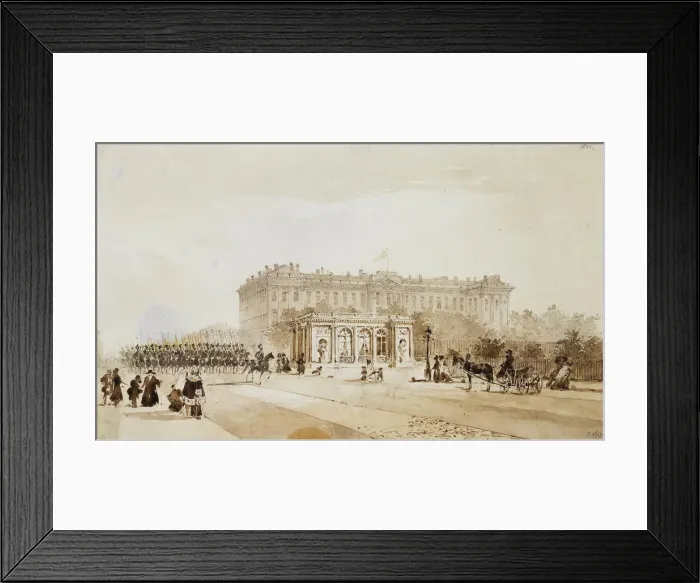 Framed Print : View of the Anichkov Palace in St Petersburg, 1843. Artist: Weiss, Johann Baptist (1812-1879) Framed Print : View of the Anichkov Palace in St Petersburg, 1843. Artist: Weiss, Johann Baptist (1812-1879)