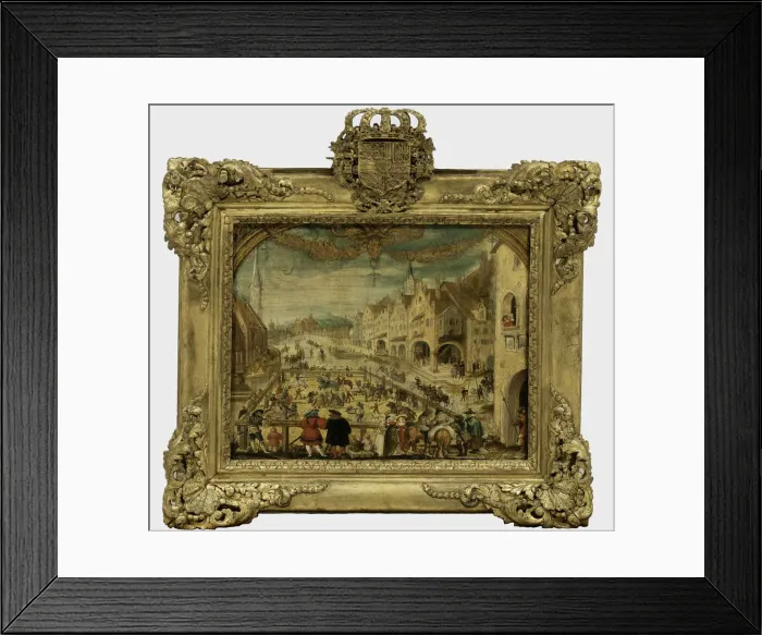Framed Print : Labours of the Months. A tournament in Altstadt of Landshut, 1516-1525. Artist: Wertinger, Hans, von (ca. 1465-1533) Framed Print : Labours of the Months. A tournament in Altstadt of Landshut, 1516-1525. Artist: Wertinger, Hans, von (ca. 1465-1533)