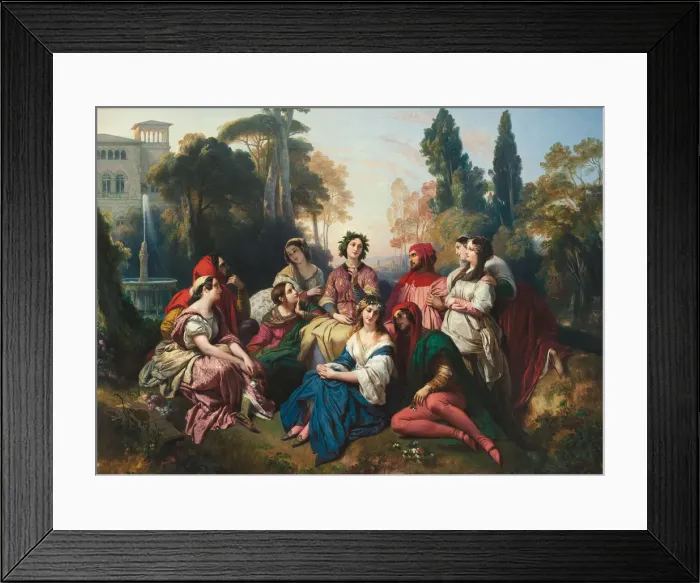Framed Print : The Decameron, 1837. Artist: Winterhalter, Franz Xavier (1805-1873) Framed Print : The Decameron, 1837. Artist: Winterhalter, Franz Xavier (1805-1873)