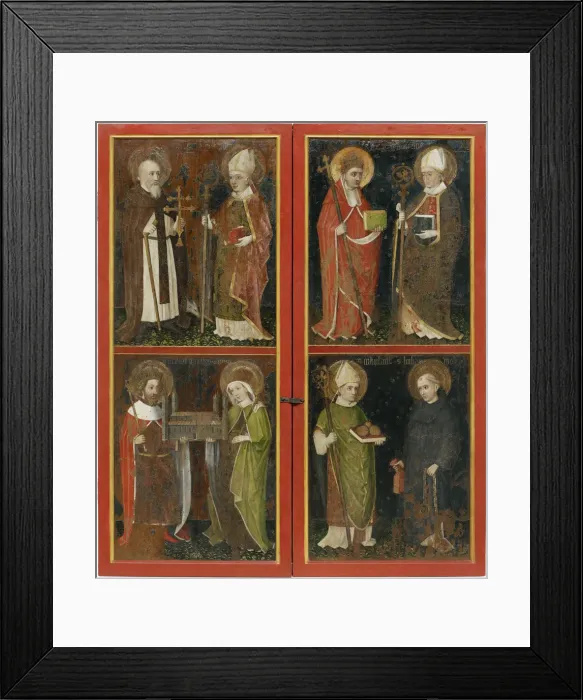 Framed Print : Anthony the Abbot and Erhard of Regensburg Sixtus II and Servatius Henry II and Cunigunde Saint Nicholas and Leonard, c. 1448. Artist: Workshop of the Wolfgang Retable (ca 1448-1449) Framed Print : Anthony the Abbot and Erhard of Regensburg Sixtus II and Servatius Henry II and Cunigunde Saint Nicholas and Leonard, c. 1448. Artist: Workshop of the Wolfgang Retable (ca 1448-1449)
