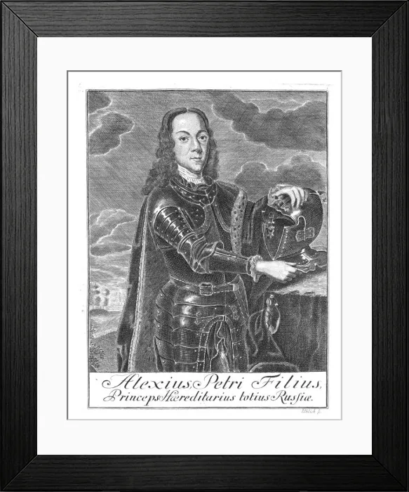 Framed Print : Portrait of Tsarevich Alexei Petrovich of Russia (1690-1718), ca 1730. Artist: Wortmann, Christian Albrecht (1680-1760) Framed Print : Portrait of Tsarevich Alexei Petrovich of Russia (1690-1718), ca 1730. Artist: Wortmann, Christian Albrecht (1680-1760)