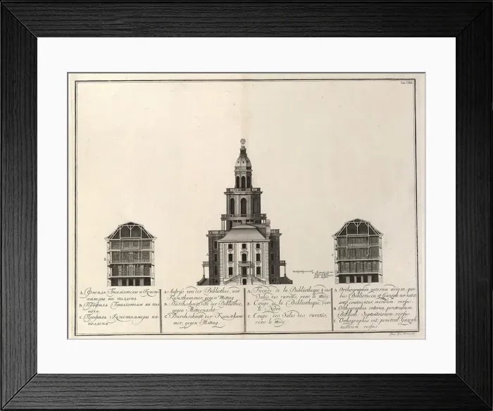 Framed Print : Imperial Library and Kunstkammer (From: The building of the Imperial Academy of Sciences), 1741. Artist: Wortmann, Christian Albrecht (1680-1760) Framed Print : Imperial Library and Kunstkammer (From: The building of the Imperial Academy of Sciences), 1741. Artist: Wortmann, Christian Albrecht (1680-1760)