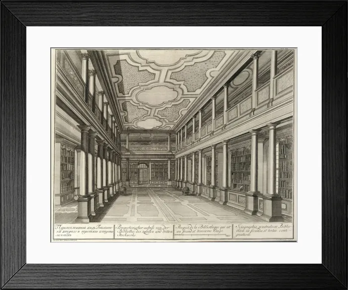 Framed Print : Library (From: The building of the Imperial Academy of Sciences), 1741. Artist: Wortmann, Christian Albrecht (1680-1760) Framed Print : Library (From: The building of the Imperial Academy of Sciences), 1741. Artist: Wortmann, Christian Albrecht (1680-1760)