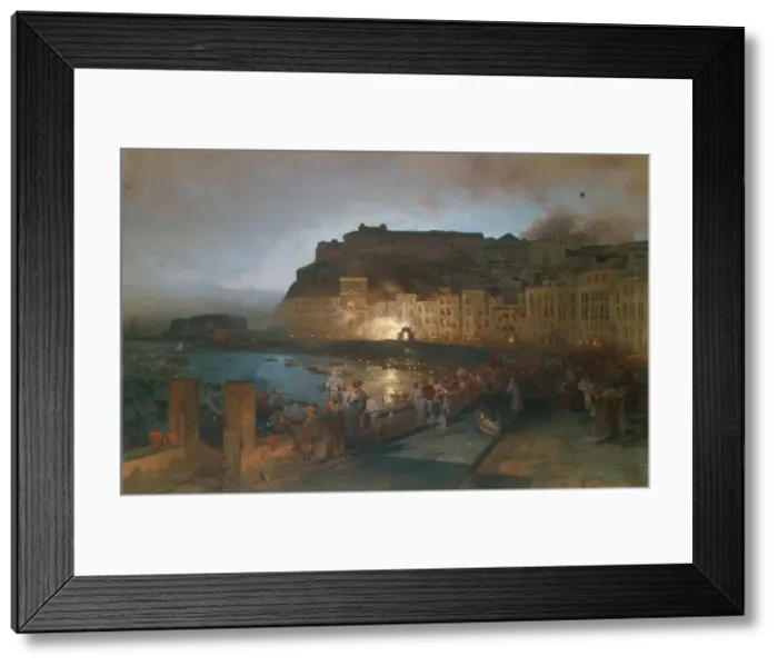 Framed Print : Fireworks in Naples, 1875. Artist: Achenbach, Oswald (1827-1905) Framed Print : Fireworks in Naples, 1875. Artist: Achenbach, Oswald (1827-1905)