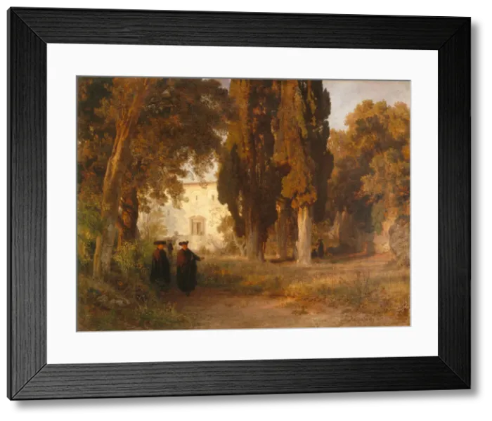 Framed Print : The Monastery Garden, after 1857. Artist: Achenbach, Oswald (1827-1905) Framed Print : The Monastery Garden, after 1857. Artist: Achenbach, Oswald (1827-1905)