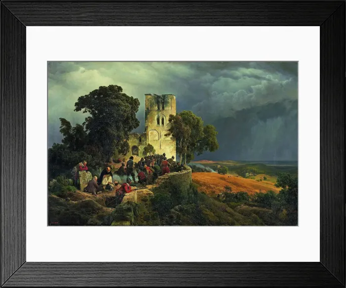 Framed Print : The Siege (Defense of a Church Courtyard During the Thirty Years? War), 1848. Artist: Lessing, Carl Friedrich (1808-1880) Framed Print : The Siege (Defense of a Church Courtyard During the Thirty Years? War), 1848. Artist: Lessing, Carl Friedrich (1808-1880)