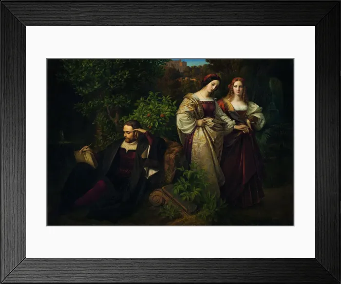 Framed Print : Torquato Tasso and the Two Leonores. Artist: Sohn, Karl Ferdinand (1805-1867) Framed Print : Torquato Tasso and the Two Leonores. Artist: Sohn, Karl Ferdinand (1805-1867)