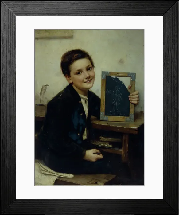 Framed Print : Schoolboy, 1880. Artist: Thone, Franz (1851-1906) Framed Print : Schoolboy, 1880. Artist: Thone, Franz (1851-1906)