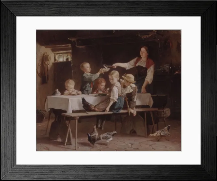 Framed Print : Kids at Lunch, 1857. Artist: Vautier, Marc Louis Benjamin, the Elder (1829-1898) Framed Print : Kids at Lunch, 1857. Artist: Vautier, Marc Louis Benjamin, the Elder (1829-1898)