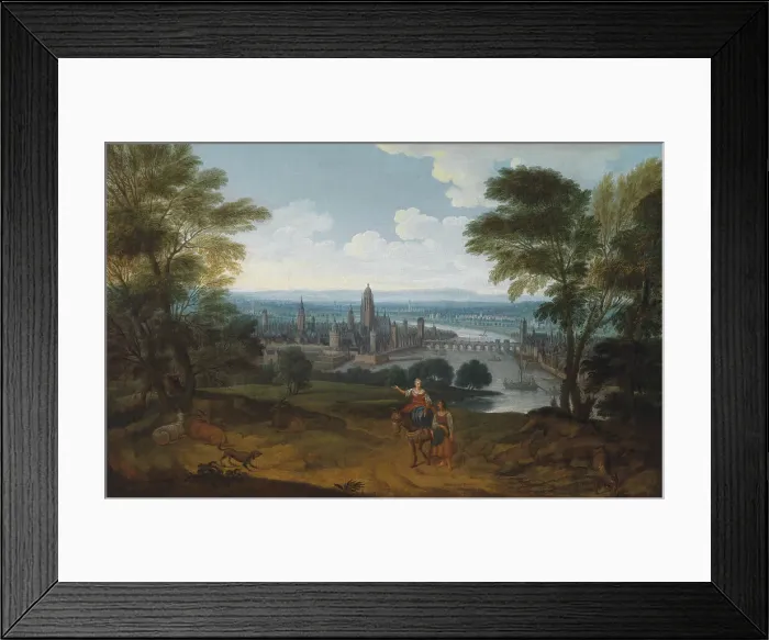 Framed Print : View of Frankfurt am Main from the west, 18th century. Artist: German master Framed Print : View of Frankfurt am Main from the west, 18th century. Artist: German master