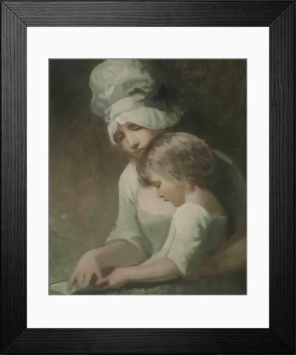 Framed Print : A Mother and Child Reading (Mrs Cumberland and her son). Artist: Romney, George (1734-1802) Framed Print : A Mother and Child Reading (Mrs Cumberland and her son). Artist: Romney, George (1734-1802)