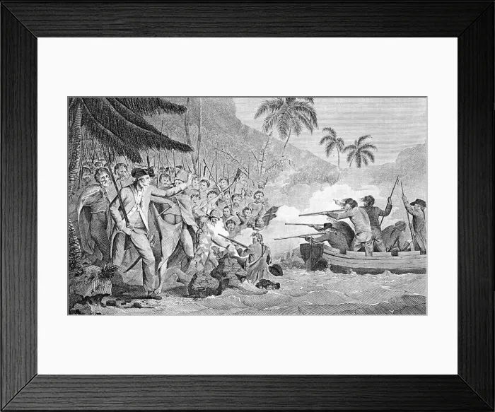 Framed Print : The Death of Captain James Cook on February 14, 1779, 1784. Artist: Anonymous Framed Print : The Death of Captain James Cook on February 14, 1779, 1784. Artist: Anonymous