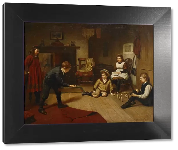 Children Playing in an Interior, 1893. Artist: Brooker, Harry (1848-1940)