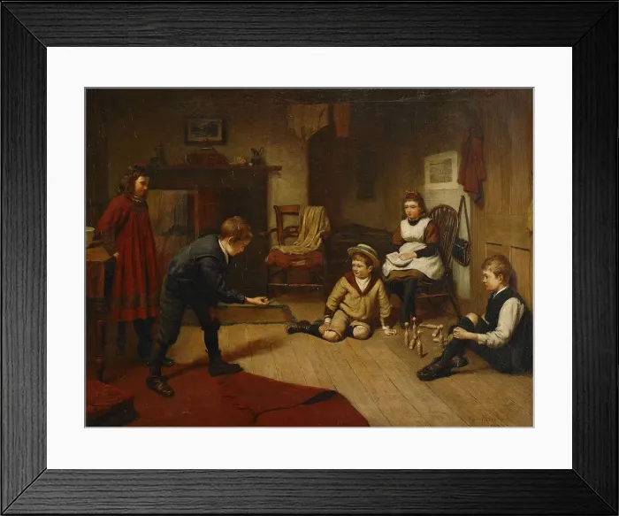 Framed Print : Children Playing in an Interior, 1893. Artist: Brooker, Harry (1848-1940) Framed Print : Children Playing in an Interior, 1893. Artist: Brooker, Harry (1848-1940)