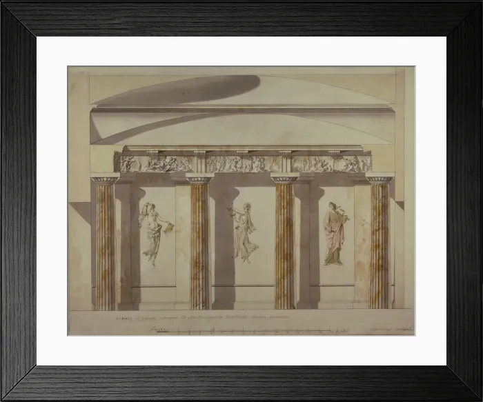 Framed Print : Design for the Large Cabinet in the Pavlovsk Palace, Early 1780s. Artist: Cameron, Charles (ca. 1730 / 40-1812) Framed Print : Design for the Large Cabinet in the Pavlovsk Palace, Early 1780s. Artist: Cameron, Charles (ca. 1730 / 40-1812)